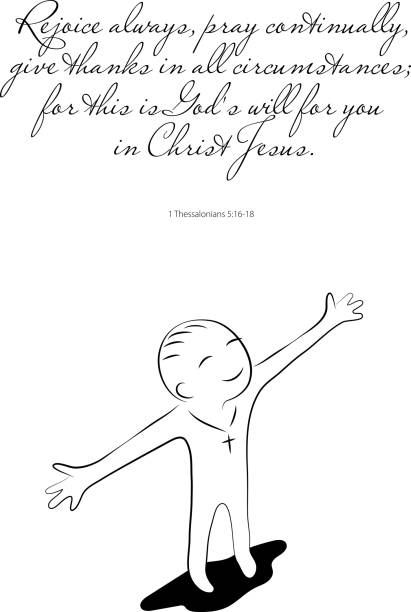 Joyous happy blessed Christian man with Bible quote vector art illustration