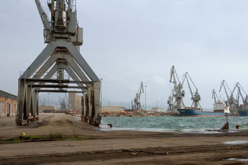 Cranes at the port of Thessaloniki, Greece