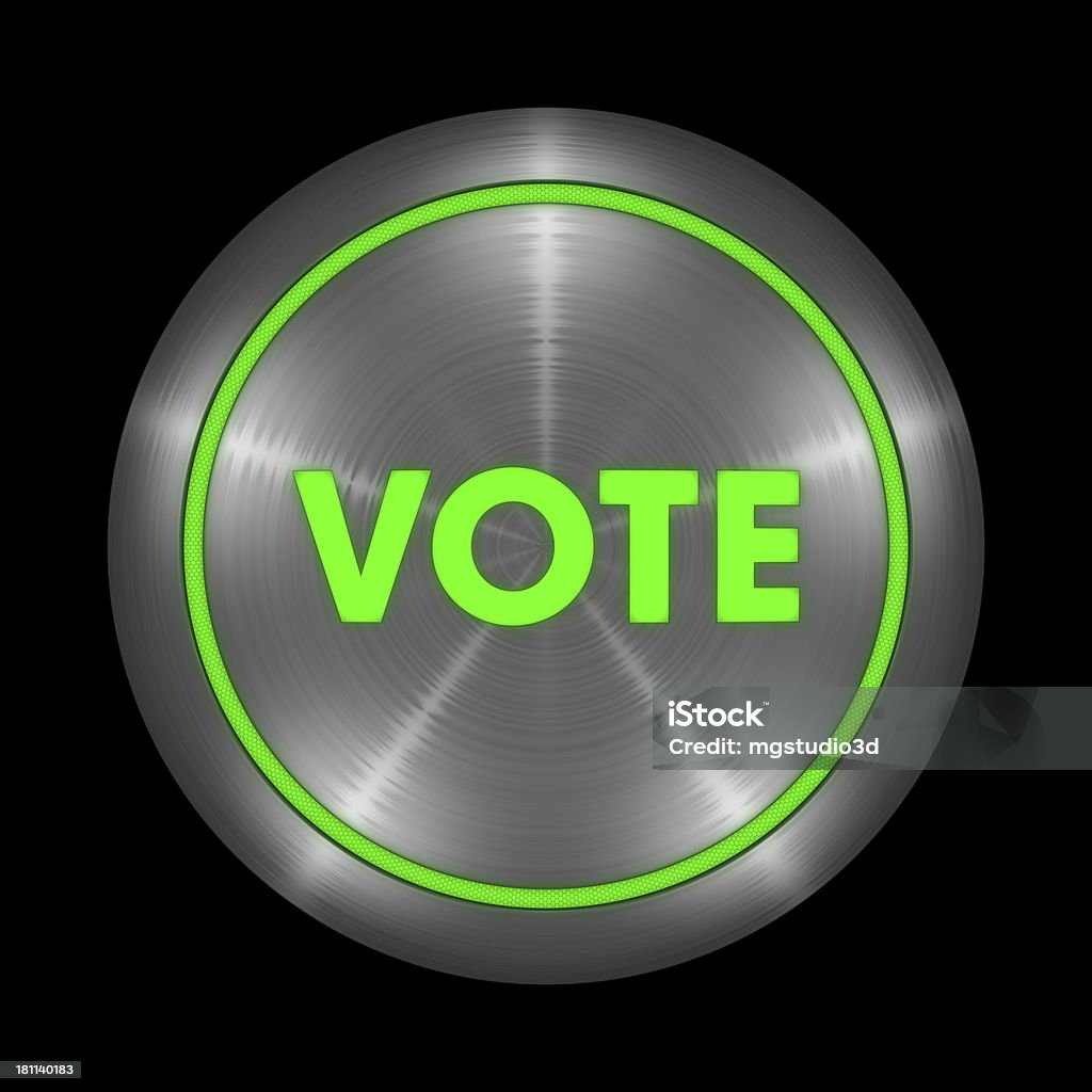 Vote Button Green & Chrome Vote Button on Black background with Clipping Path Black Background Stock Photo