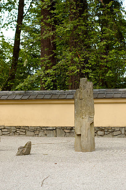 Japanese zen garden Rocks and sand in Japanese Garden. Portland Washington. portland japanese garden stock pictures, royalty-free photos & images