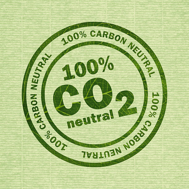 dióxido de carbono, co2 neutro en determinados sello de papel - carbon dioxide environment leaf climate fotografías e imágenes de stock