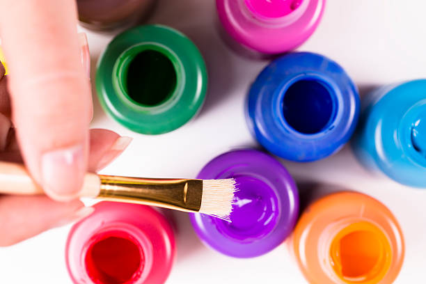 istock Arts Crafts: Paint brush with purple color. Creative, fun hobbies 181141137