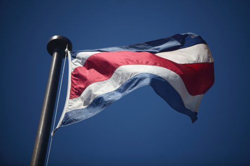 Flag of Costa Rica up close.