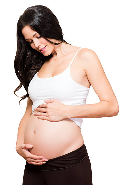istock Pregnant Young Woman Isolated on White Background 181142032