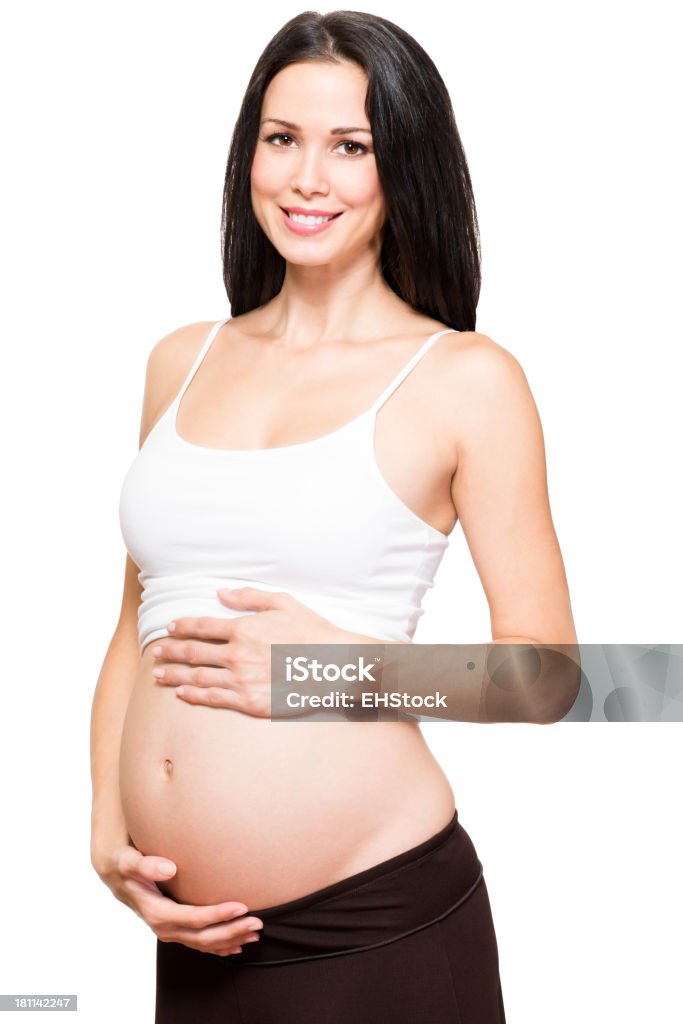 Femme enceinte jeune femme isolé sur fond blanc - Photo de Abdomen libre de droits