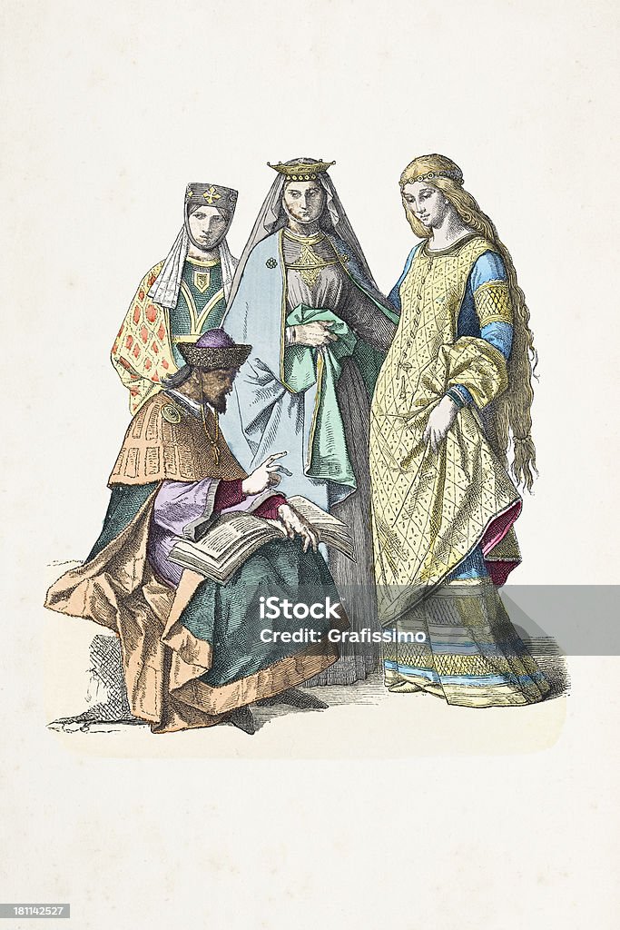 Grupę niemieckich prince i princess z XIII wieku - Zbiór ilustracji royalty-free (Historia)