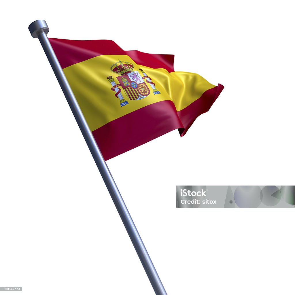 Drapeau espagnol, isolé sur blanc - Photo de Armoiries libre de droits