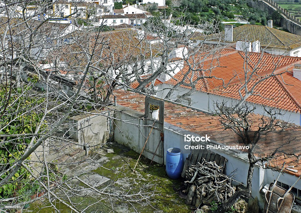 정원, 블루 배럴 유서 깊은 마을 오비도스 프로투갈어 - 로열티 프리 0명 스톡 사진