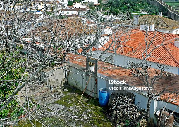 정원 블루 배럴 유서 깊은 마을 오비도스 프로투갈어 0명에 대한 스톡 사진 및 기타 이미지 - 0명, 건물 외관, 건축물