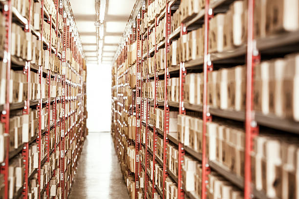 Archive many boxes with historic photographs in the Hulton Archive London document storage stock pictures, royalty-free photos & images
