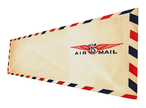 envelope airmail (isolado no branco) - postage stamp postmark ephemera correspondence imagens e fotografias de stock