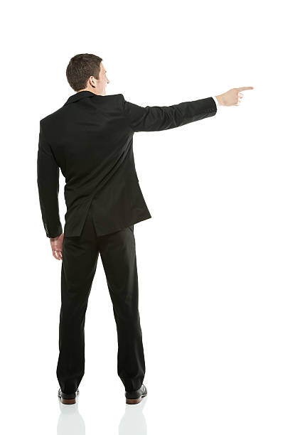 istock Rear view of a businessman pointing 181143557