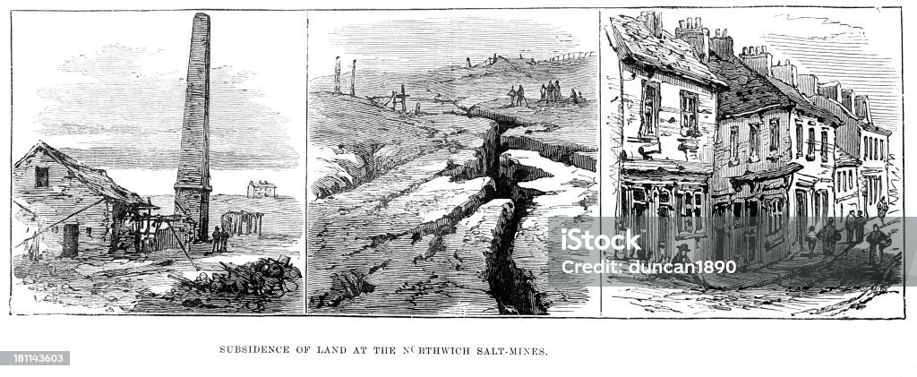 Subsidence an Land - Lizenzfrei Bergbau Stock-Illustration