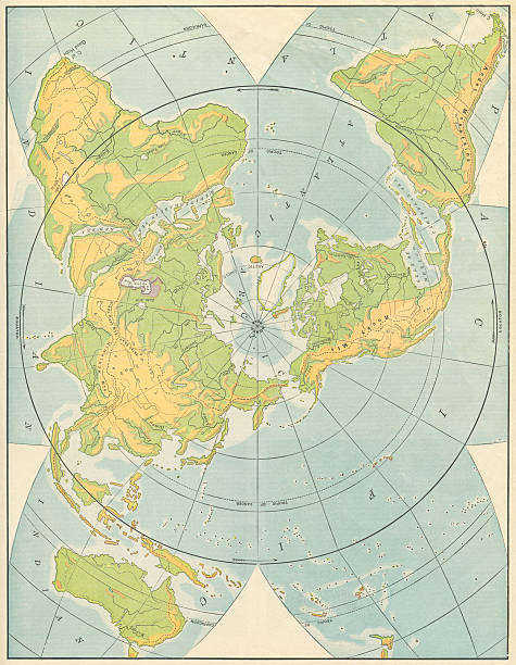 north pole map vintage map of the North pole and surrounding regions. north pole map stock pictures, royalty-free photos & images