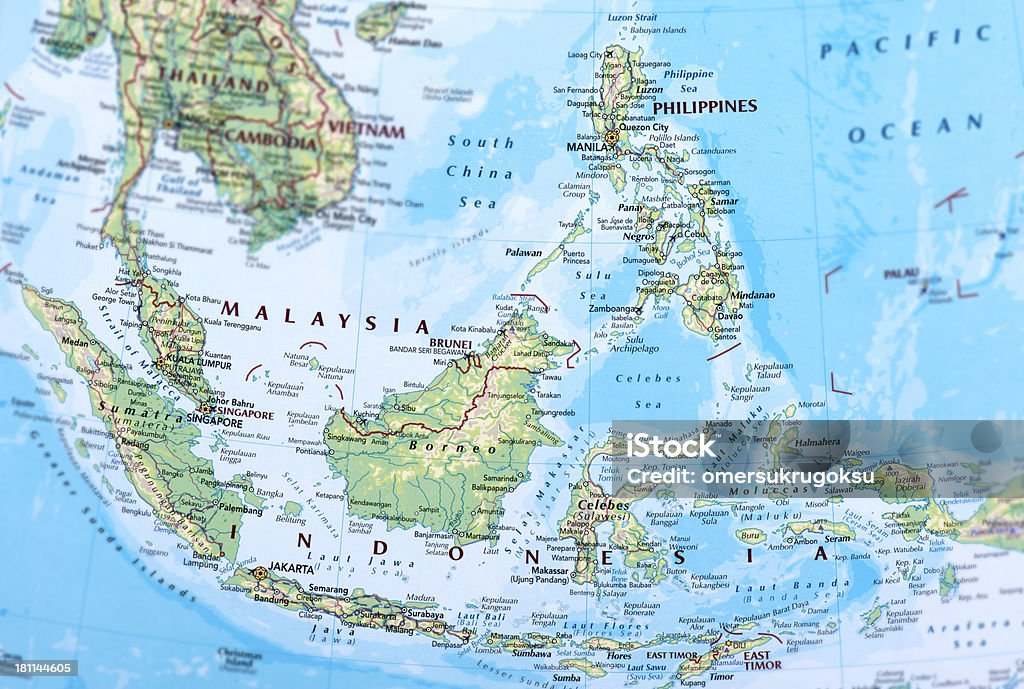 MALAYSIA, INDONESIA and PHILIPPINES Map of Malaysia, indonesia and Philippines.  Map Stock Photo