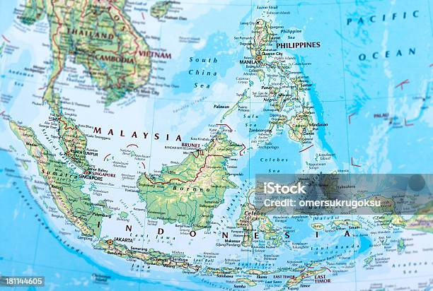 Malaysia Indonesia And Philippines Stock Photo - Download Image Now - Map, Philippines, Singapore