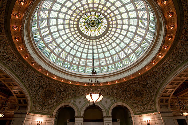 de chicago - dome skylight stained glass glass fotografías e imágenes de stock