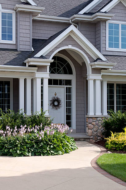 istock Front door of house with arch 181144843