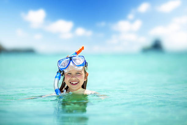 istock Girl child with snorkel 181145111