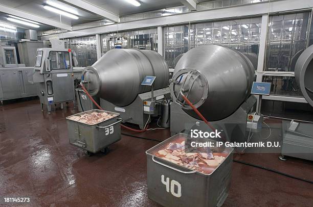 Linea Di Produzione In Una Fabbrica Di Cibo Prodotti A Base Di Carne Preparazione - Fotografie stock e altre immagini di Carne