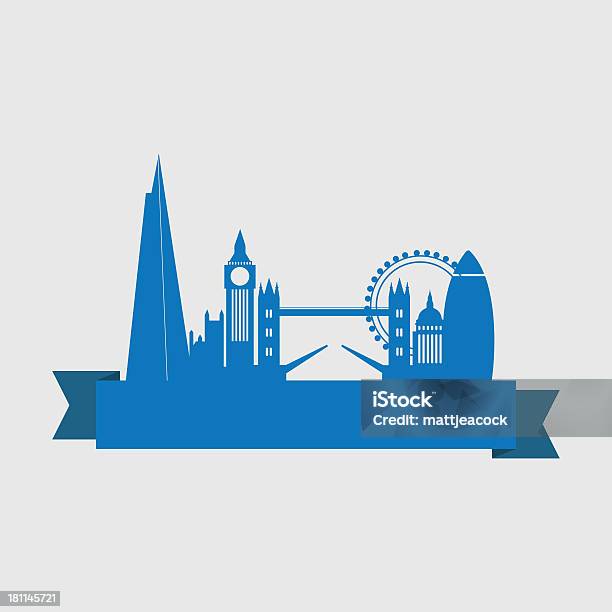 Skyline Di Londra Con Bandiera - Immagini vettoriali stock e altre immagini di Ambientazione esterna - Ambientazione esterna, Architettura, Big Ben