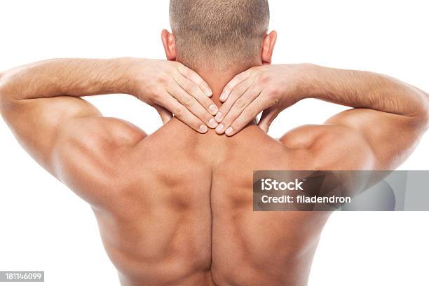 Dolore Al Collo - Fotografie stock e altre immagini di Mal di schiena - Mal di schiena, Uomini, A petto nudo