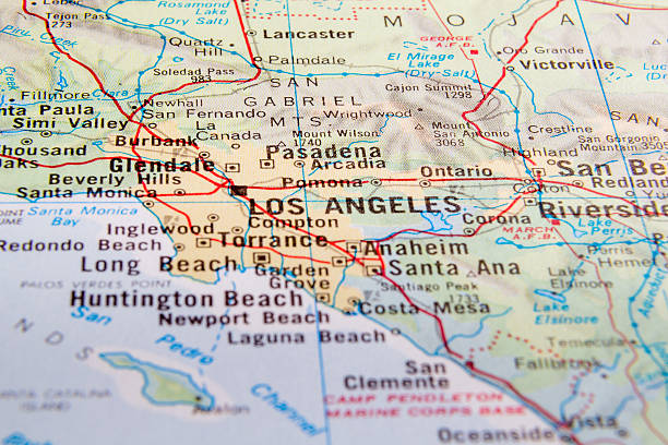 istock Close up of Los Angeles on a map 181146358