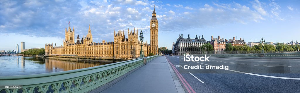 Ponte di Westminster alba Panorama - Foto stock royalty-free di Westminster Bridge