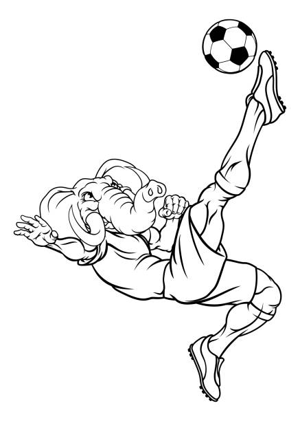 Elephant Soccer Football Player Sports Mascot An elephant soccer football player cartoon animal sports mascot kicking the ball republican elephant logo stock illustrations