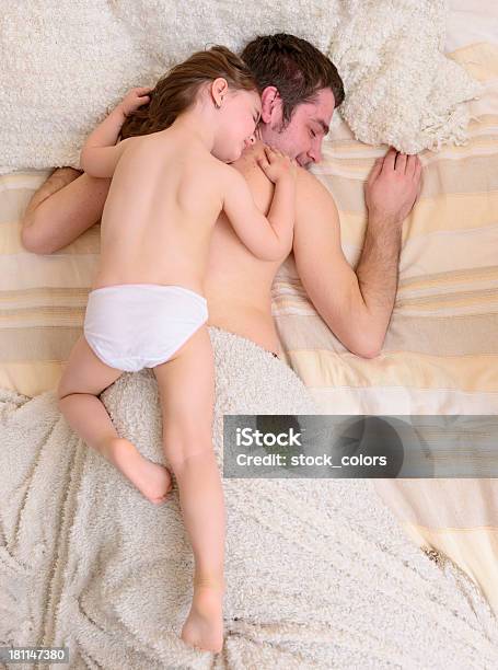 Father And Girl Sleeping Stock Photo - Download Image Now - Girls