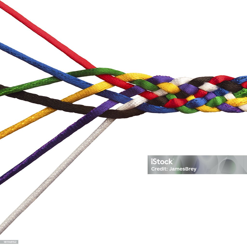 Семь которая переплетается с разноцветными завязками - Стоковые фото Понятия роялти-фри