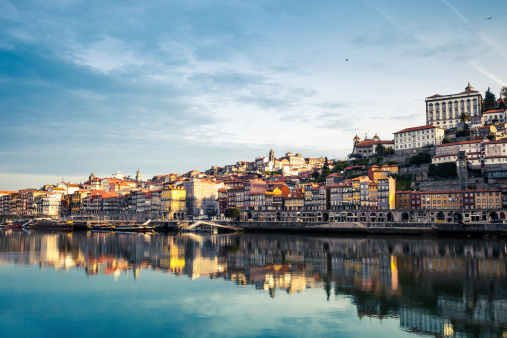 Oporto cityscape seen from the Douro River, Portugal.