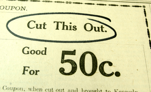 A 50 cent coupon on the front page of a rural 1911 newspaper.