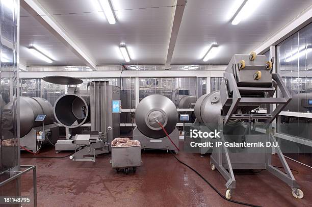 Linea Di Produzione In Una Fabbrica Di Cibo Prodotti A Base Di Carne Preparazione - Fotografie stock e altre immagini di Fabbrica di produzione alimentare