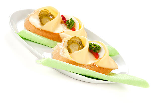 Open sandwiches with cheese