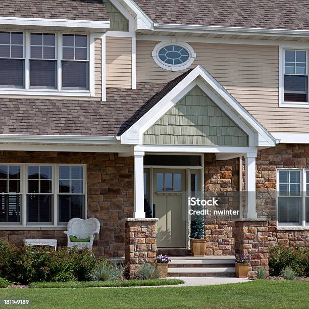 Front Porch Of Newly Built Home Stock Photo - Download Image Now - Building Exterior, Color Image, Door