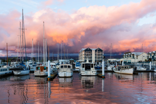 sailing boats at dusk at Launceston Tasmania, Australia