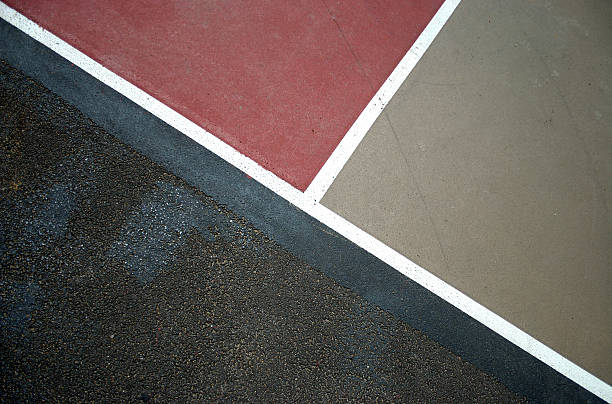 basketball court details lines and boundaries of an outdoor basketball court asphalt basketball court stock pictures, royalty-free photos & images