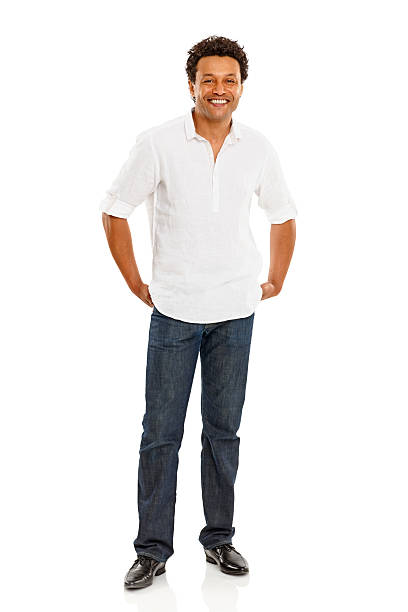 istock Attractive male standing relaxed over white 181150225
