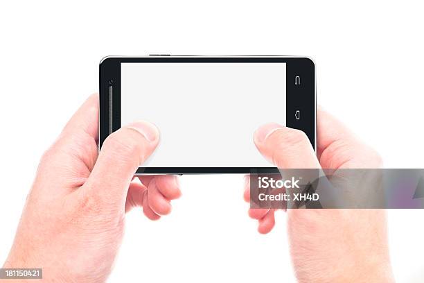 Touching Screen On Smart Phone Stock Photo - Download Image Now - Blank, Business, Clipping Path