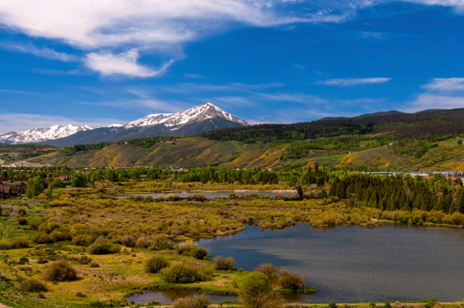 Mountain ponds and wetlands in Silverthorne, Colorado.