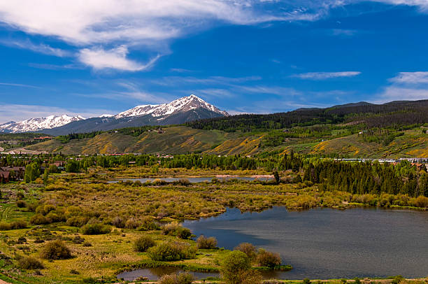 Wetlands in Silverthorne Colorado Mountain ponds and wetlands in Silverthorne, Colorado. tenmile range stock pictures, royalty-free photos & images