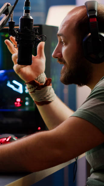 istock Nevous streamer losing videogame, game over for man cyber 1811508183