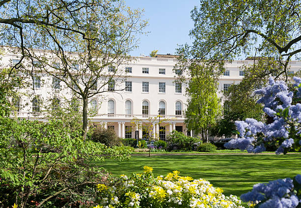 19° secolo london, terrazza e giardino - 19th foto e immagini stock