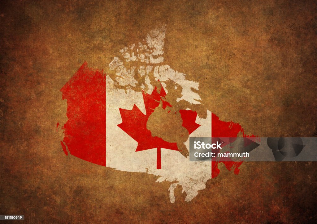 Com o mapa e a bandeira do grunge Canadá - Ilustração de Dia do Candá royalty-free