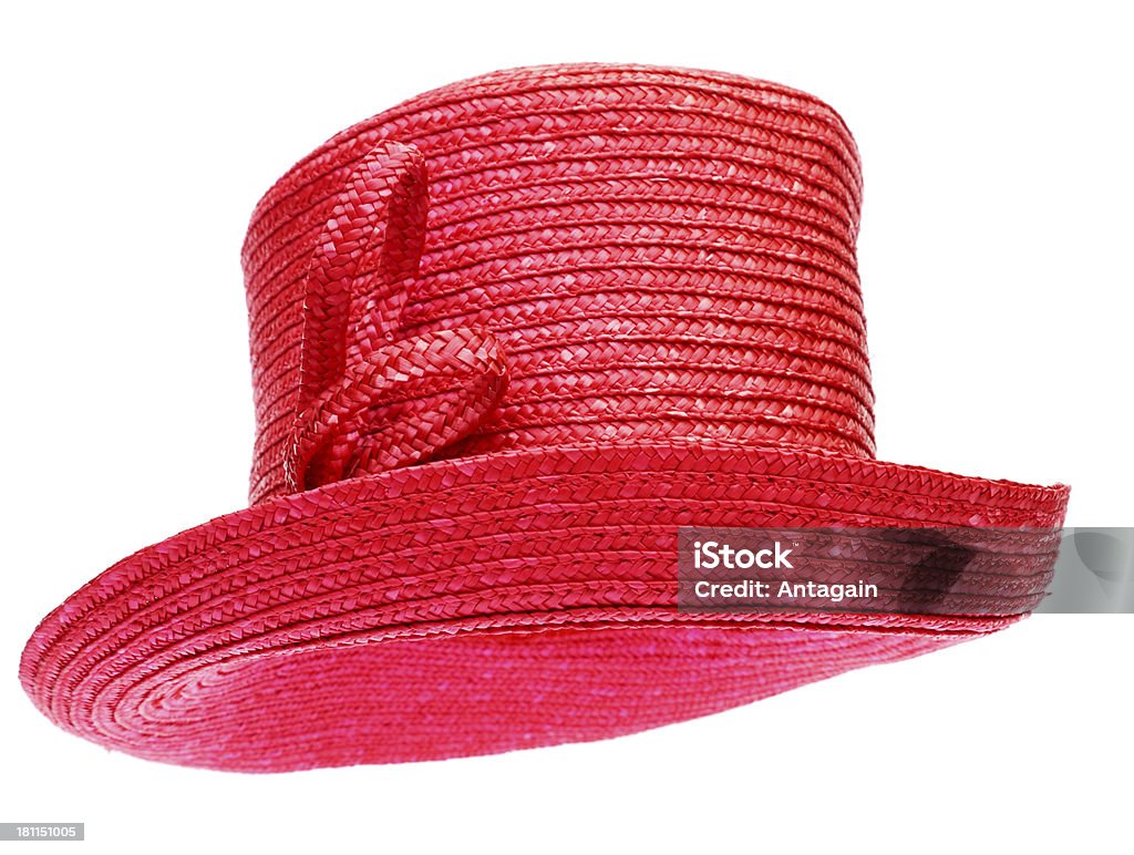 Rosso Cappello di paglia - Foto stock royalty-free di Abbigliamento