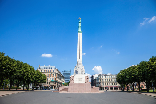 Freedom monument in Riga Square, Latvia.