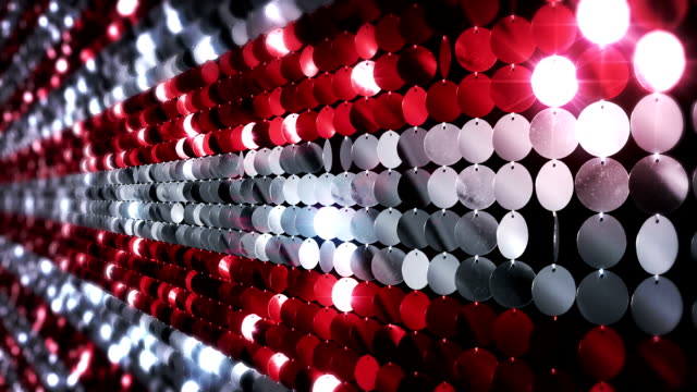 Sequins reflective background. Red and White.