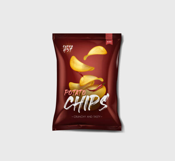 istock Advertising bag of potato chips, spicy pepper flavor. 1811522086