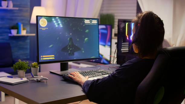 istock Pro gamer talking into microphone with other gamers 1811524219